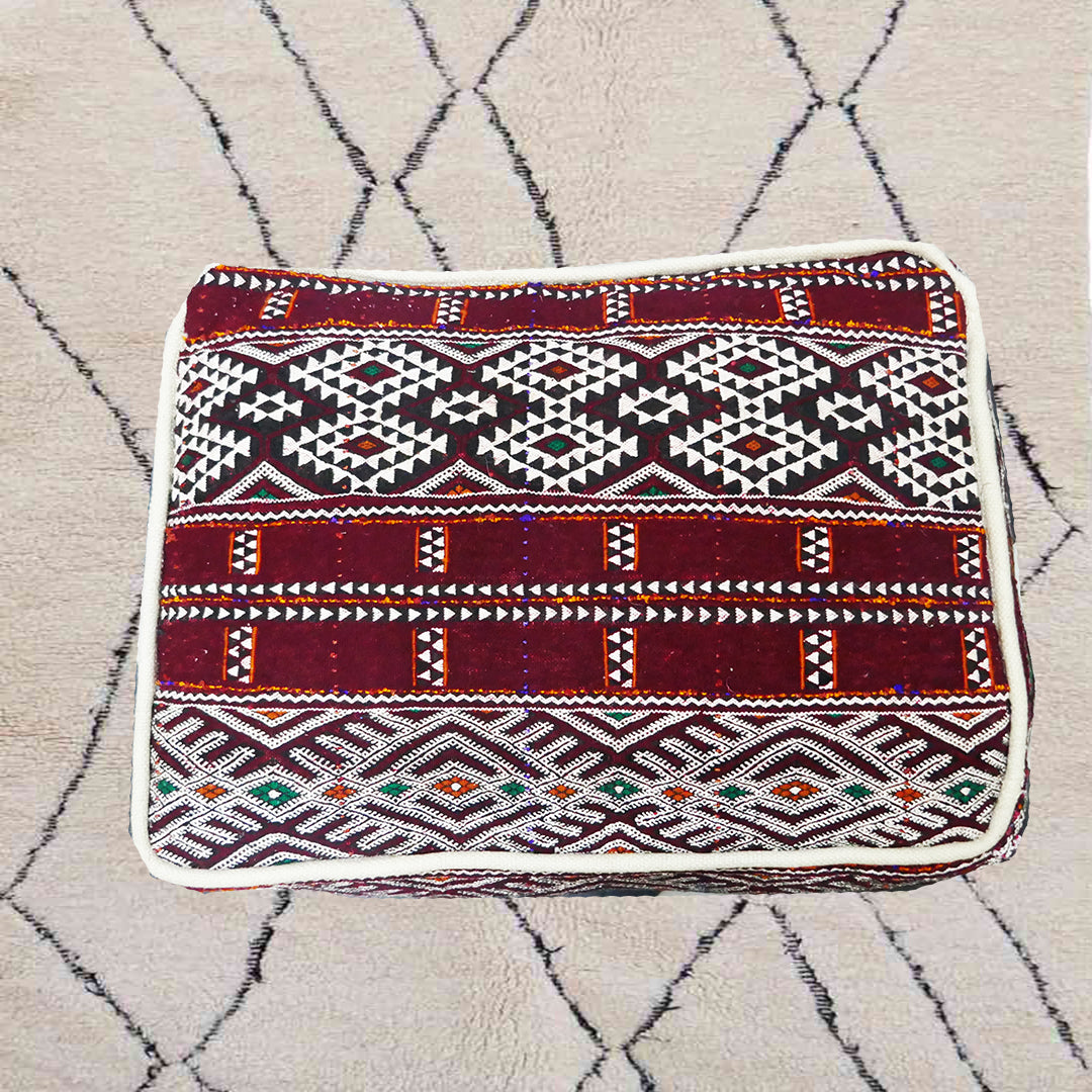 Moroccan Kilim floor Cushion, The confy red