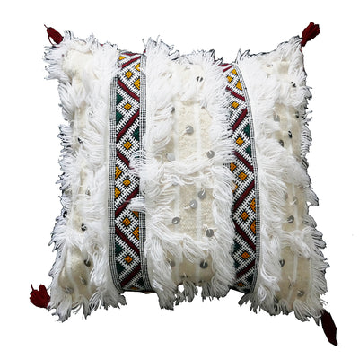 Moroccan Handira Kilim Cushion, White