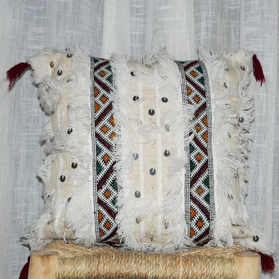 Moroccan Handira Kilim Cushion, White