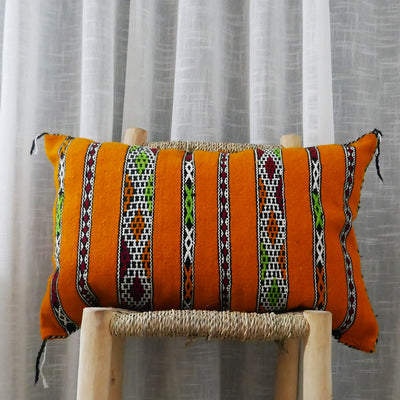 Moroccan Orange Kilim Cushion, Tayba