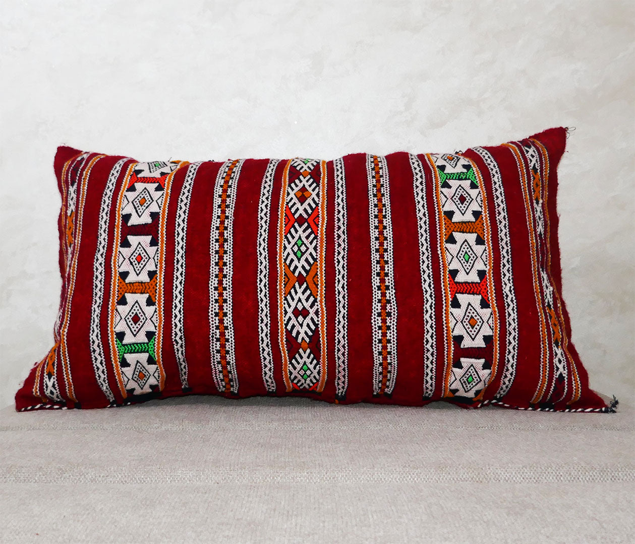 Moroccan Kilim Cushion, Red Lumbar