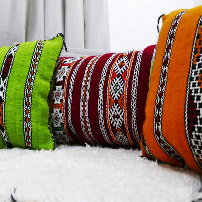 Moroccan Kilim Cushion, Red Lumbar