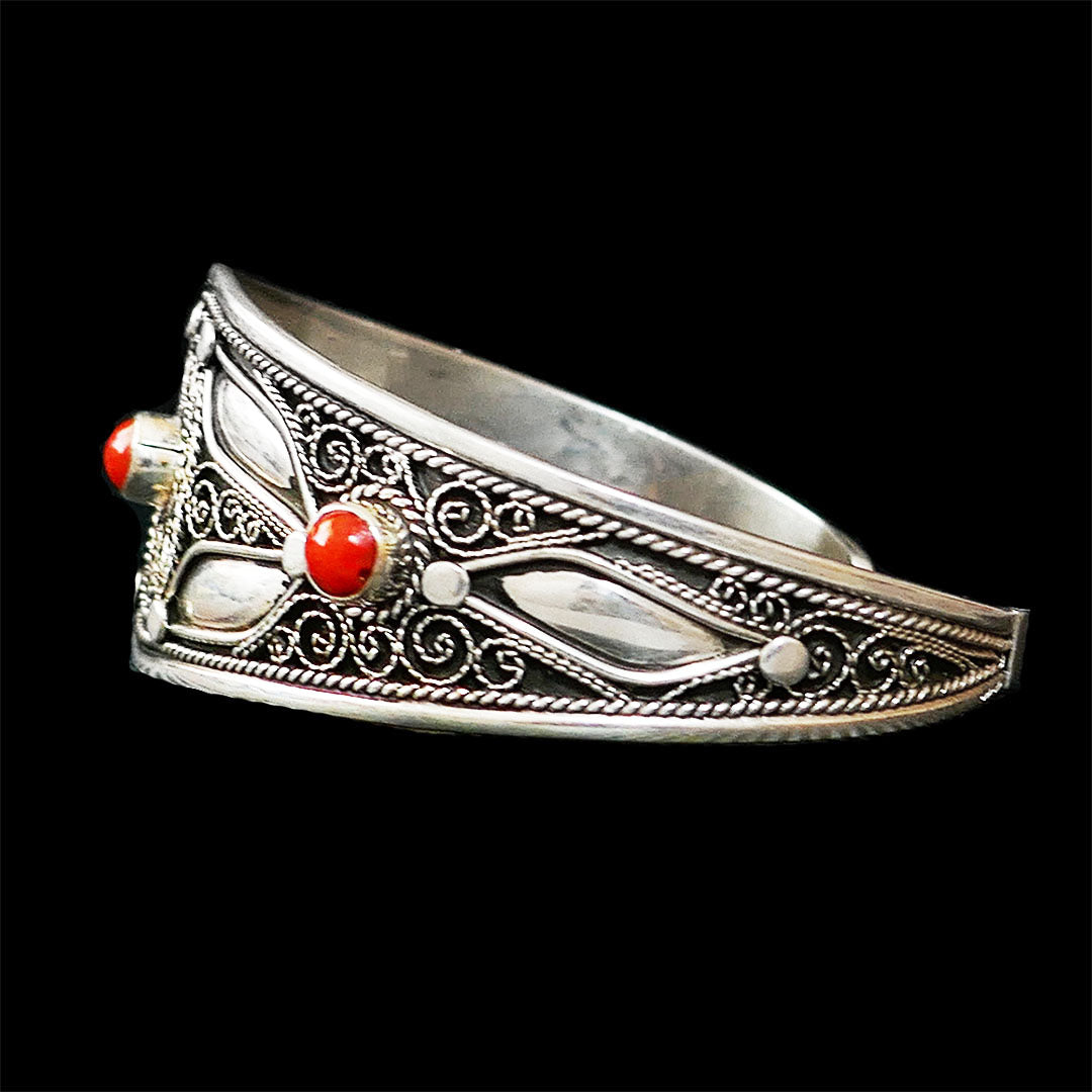 Moroccan Sterling Silver Bangle for her, BC00239