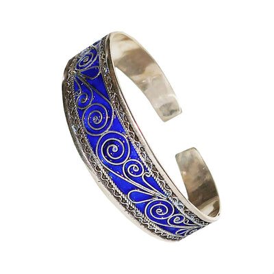 Moroccan Enameled Sterling Silver Bangle for her, BC00233