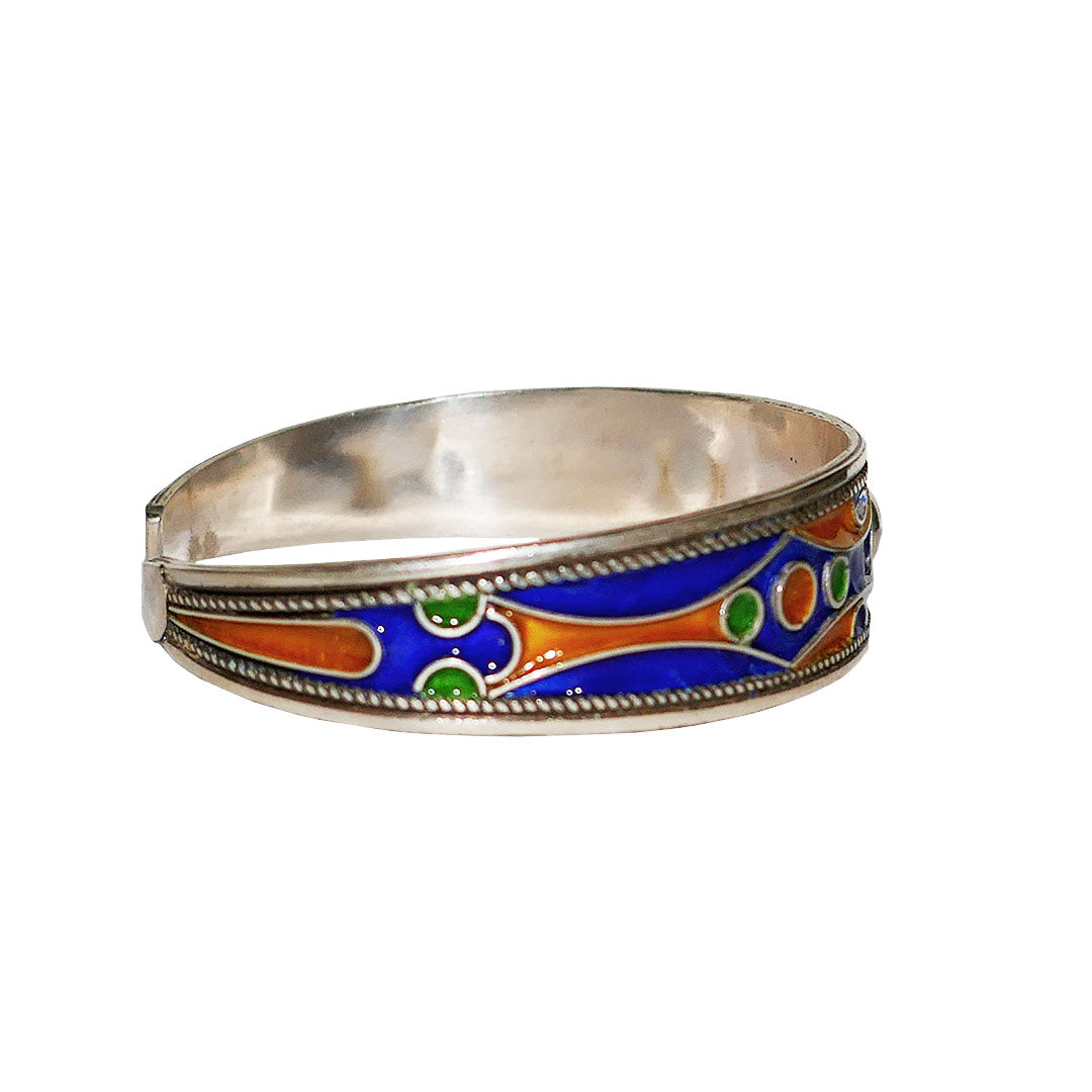 Moroccan Enameled Sterling Silver Bangle for her, BC00234