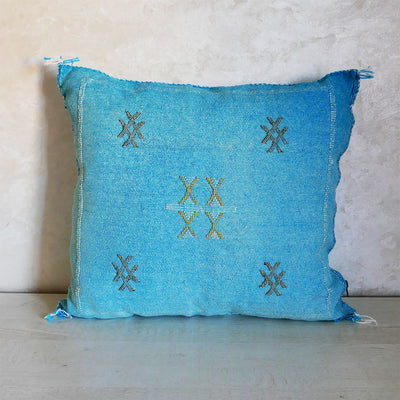 Cactus Silk Cushion, Turquoise