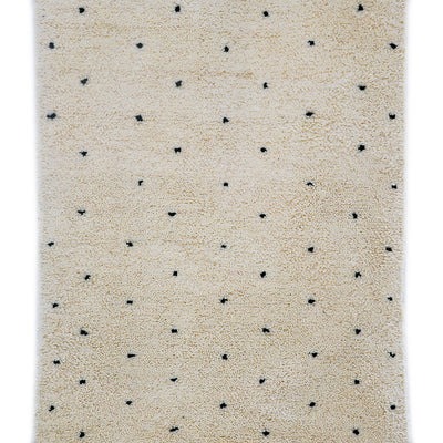 genuine beni ouarain handmade abstract wool moroccan hallway rug berber neutral minimalist modern cream black dots Runner carpet