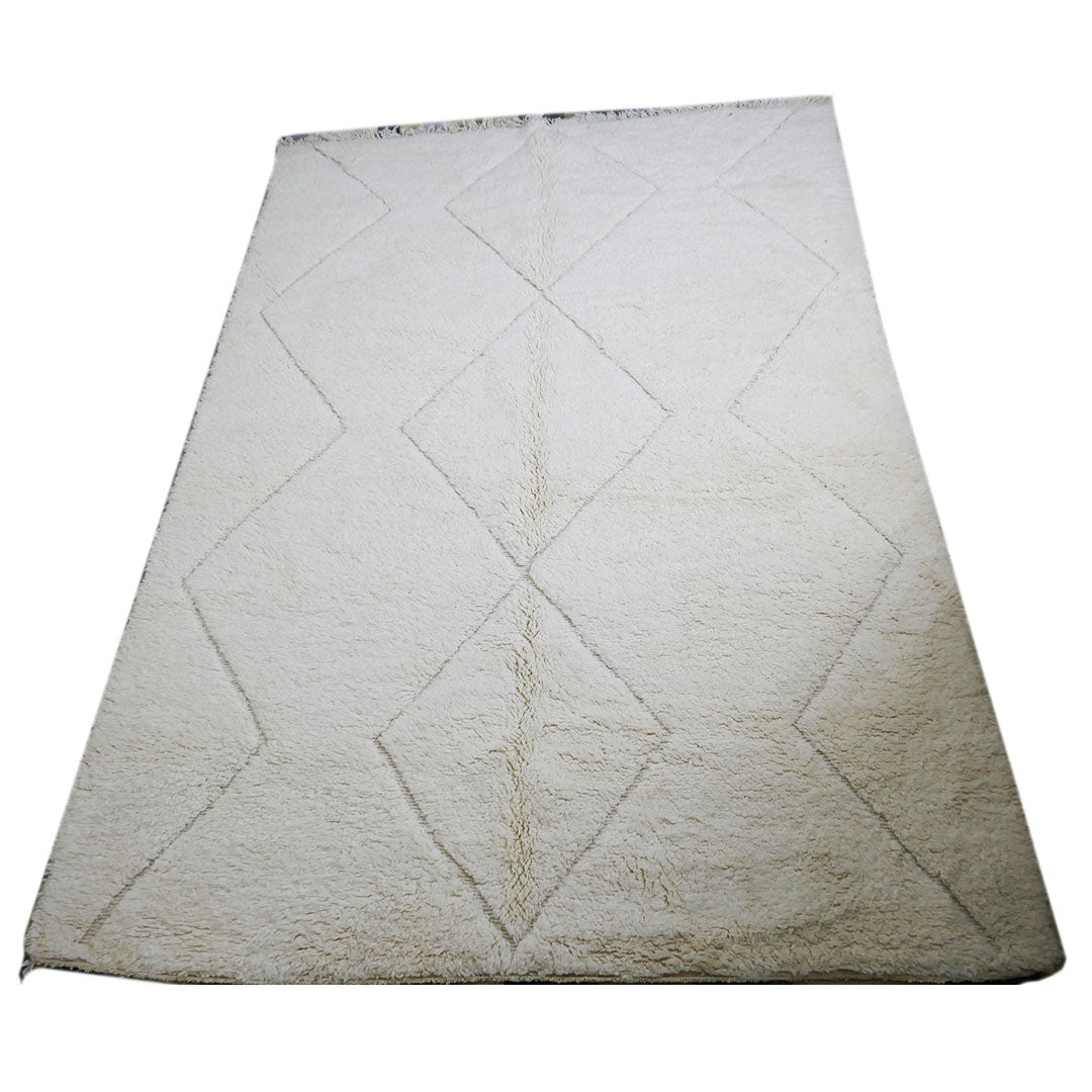 genuine beni ouarain handmade abstract wool moroccan rug berber neutral minimalist modern cream diamond carpet