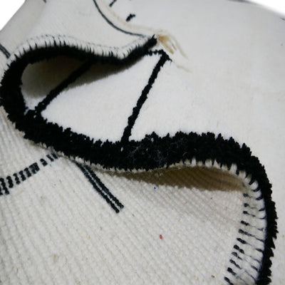 genuine beni ouarain handmade abstract wool moroccan rug berber neutral minimalist modern black and white design carpet