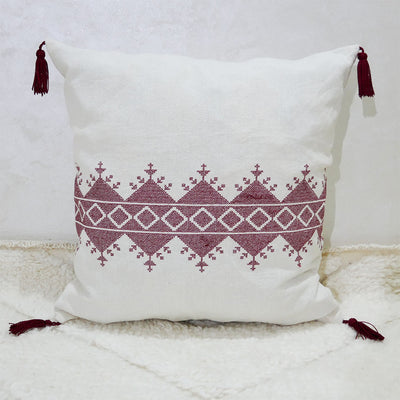 Moroccan Embroidered Pillow, Bordeaux