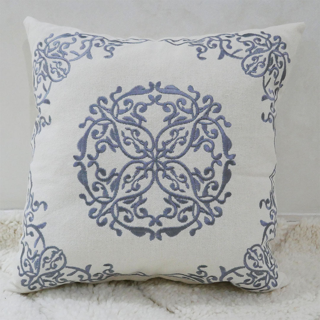 Moroccan Embroidered Pillow, Dark Grey