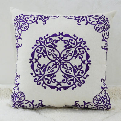 Moroccan Embroidered Pillow, Purple