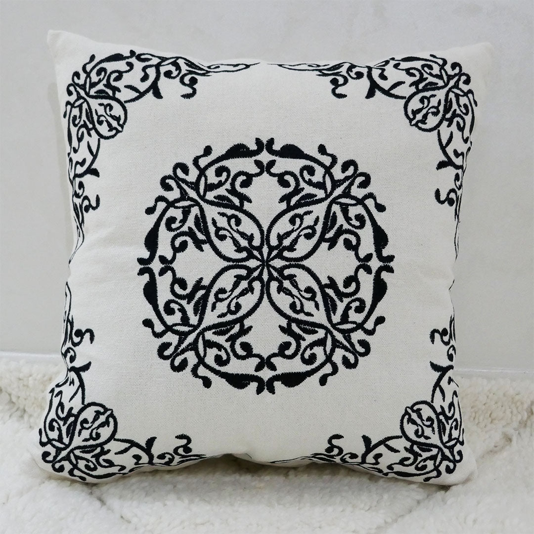 Moroccan Embroidered Pillow, Black
