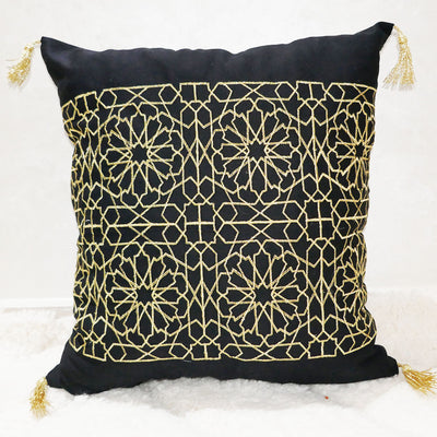 Moroccan Embroidered Pillow, Gold