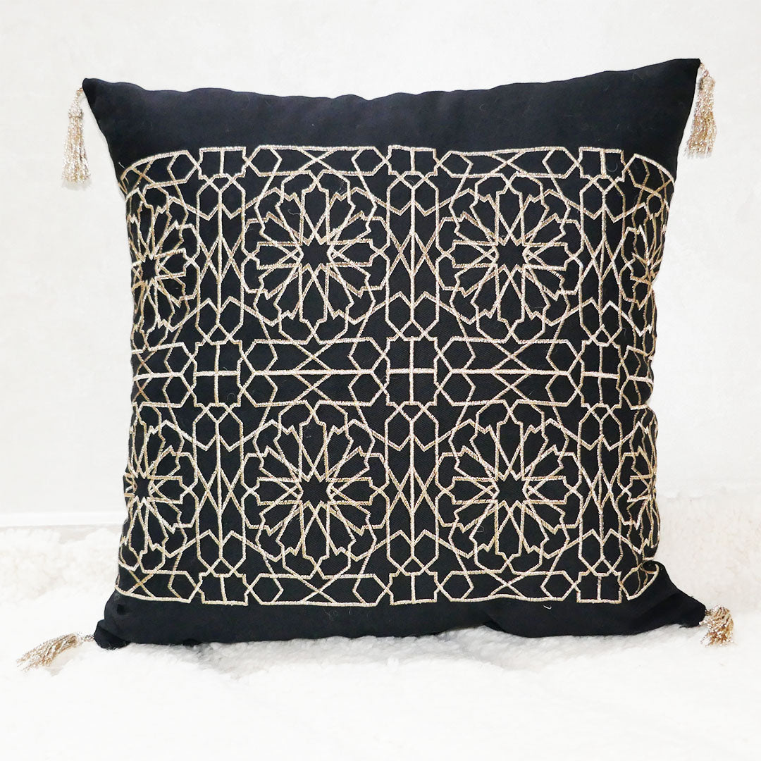 Moroccan Fez Embroidered Pillow, Bronze