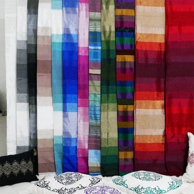 Moroccan Cactus Silk Blanket / Throw, Bordeaux & Orange