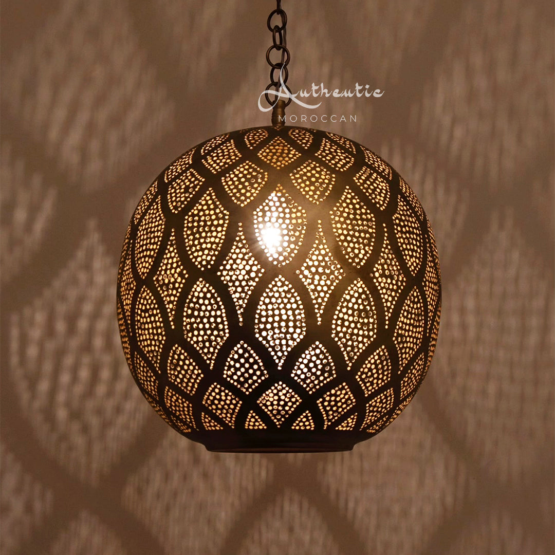 Globe shaped Moroccan Brass Ceiling Pendant - Authentic Moroccan