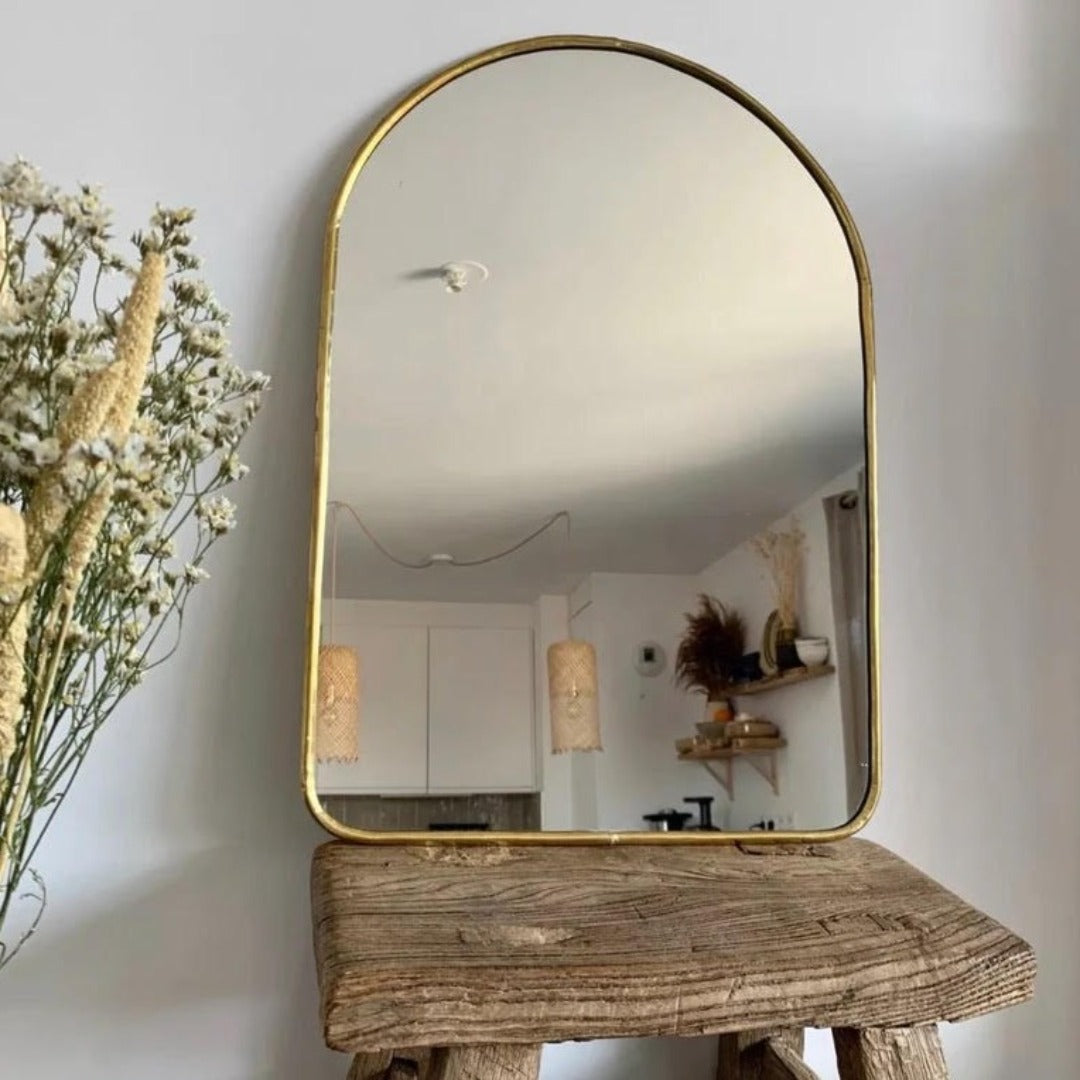 Moroccan arch brass Mirror Handcrafted by Our high skilled by Moroccan Artisans, Circled in Brass 